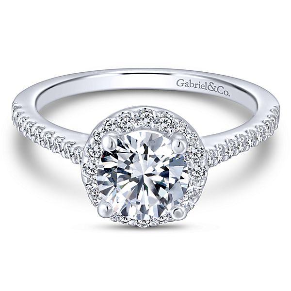 Classic Halo Aquamarine & Diamond Engagement Ring - Ruby Lane